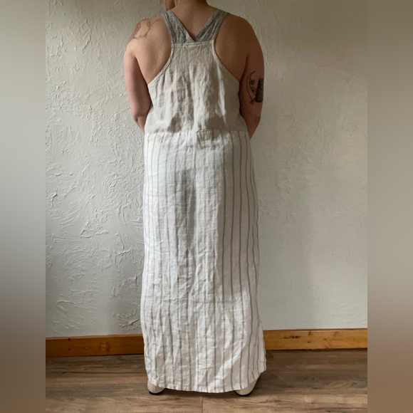 Somewhat Funky by Liz & Jane Racerback 100% Linen Maxi Dress w Pockets Medium - Picture 11 of 14